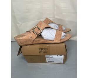 Frye and Co Ionia Wedge Sandals Natural Womens Size 8.5M